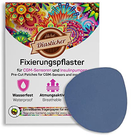 Diasticker® | Overpatch Fixierpflaster 7cm (20 Stück, Dunkelblau) - Freestyle Libre 3, Dexcom G7, Katheter | Wasserfest - Atmungsaktiv - Starker Halt | Sensor-Patch, Fixierung, Tape, Pflaster
