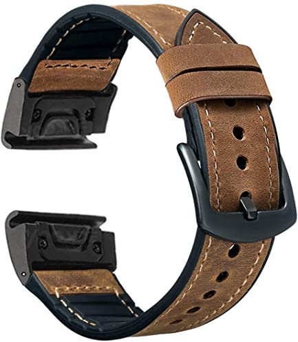 OTOPO Kompatibel mit Fenix 6X/Fenix 7X/Fenix 5X Armband für Männer, 26mm Quick Fit Leder Armband Handgelenkband für Garmin Fenix 6X Pro/Sapphire,5X Plus,Enduro,Tactix Delta