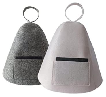 Sauna Hat 2 Pieces Sauna Hat Grey / White Ideal Sauna Accessory for Home Shower Cap Sauna Felt Hat for Men and Women