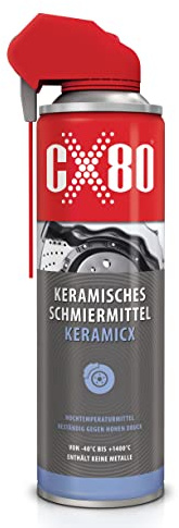 CX80 | Keramisches Schmiermittel KERAMICX – Hochtemperaturfett bis 1400 °C, metallfrei, korrosions- & wasserbeständig, verhindert Festfressen | 500 ml DuoSpray