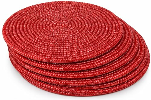 KPAVIR Handgefertigte Getränkeuntersetzer mit Perlen, saugfähige Untersetzer, 6er-Set, Getränkeuntersetzer für Tischschutz, geeignet für Arten von Tassen, Holztisch, Coole Heimdekoration, Größe: 10,2