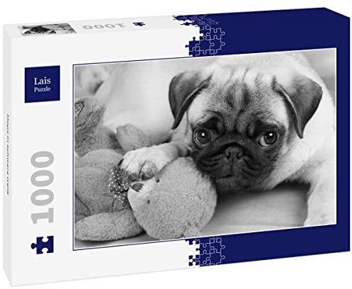 Lais Puzzle Mops in schwarz weiß 1000 Teile