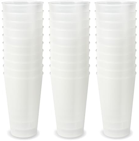 Schramm® Mehrweg Becher ca. 400ml matt transparent wählbar 10, 20, 30 oder 50 Stück wiederverwendbar Kunststoff Mehrwegtrinkbecher, Größe:30 Stück