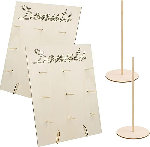 4 Stück Donut Wand Hochzeit,Donuts Ständer Holz,Donuts Stander,Candy Bar Donut Wand,Donut Board,Donut Tafel,Donut Halter,Donut Dekoration für Hochzeiten Geburtstage, Babyparty, Jubiläen, Konditoreie