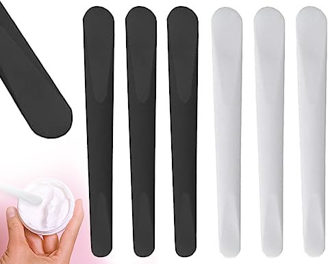 KAPSING 6 pièces spatule cosmétique, spatule cosmétique, brosse à masque, spatule à maquillage en plastique, cuillère à crème pour masque de visage (blanc et noir)