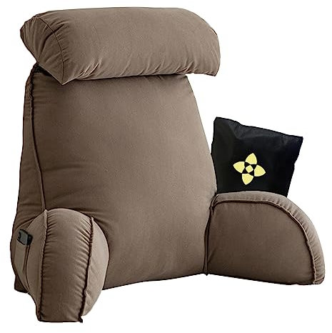 CCTSA Ergonomisches Bett Kissen Rückenkissen,Extragroßes Lesekissen mit Armlehnen und Abnehmbarem Nacken,Lesekissen für Bett und Sofa,Bettruhekissen zum Spielen,Lesen,Fernsehen,75cm x 40cm x 58cm