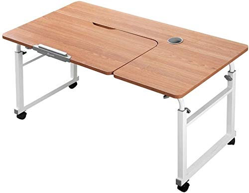 VVHUDA Schreibtisch, Liege, Bett über dem Bett, Tisch, Hubtisch, klappbar, Computer, abnehmbar, für Schüler, Nachttisch, Schreiben (Farbe: 120–60 cm, Größe: Teak-Farbe) small Gift