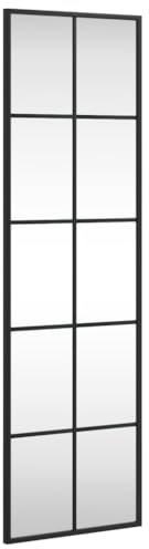 vidaXL Wandspiegel, Hängend Rechteckig Spiegel Badspiegel, Fensterspiegel für Badezimmer Wohnzimmer, Dekospiegel Flurspiegel, Schwarz 30x100 cm Eisen