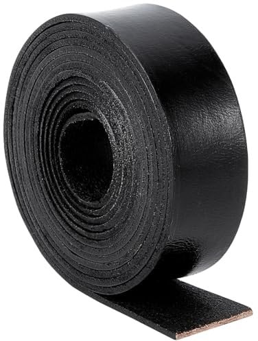 GORGECRAFT 25mm x 2m Full Grain Buffalo Leather Strips Black Leather Strap 2mm Thick Genuine Flat Leather Cord Cowhide Braiding Thread Rope for Bracelets Jewelry Making Handles Guitar Belts DIY Crafts