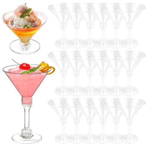 DOERDO 20 Pcs Acrylic Martini Glasses, 5 oz Unbreakable Cocktail Glasses for Wine, Champagne, Margarita, Ice Cream
