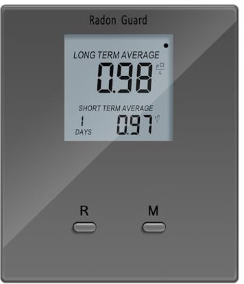 Toolhome Home Radon Detector, Portable Radon Meter, Long and Short Term Home Radon Monitor, Battery-Powered, Prevent Excessive Radon Levels, Keep Your Health, Gray, Grey, BG-005