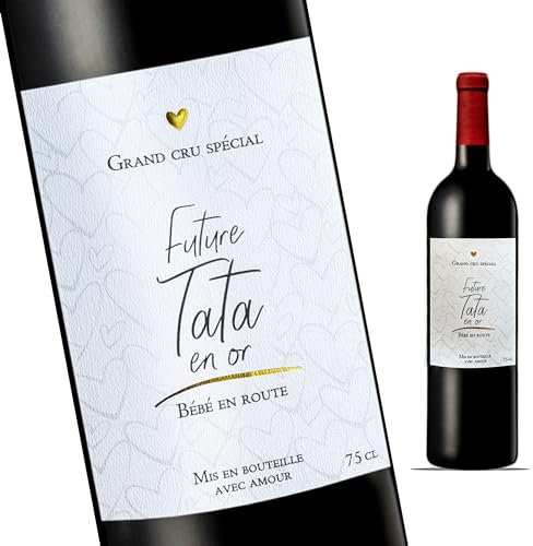 Weinflaschenetikett für Schwangerschaft – Future Tata in Gold – Grand Cru Special I Ankündigung der zukünftigen Geburt für Tata