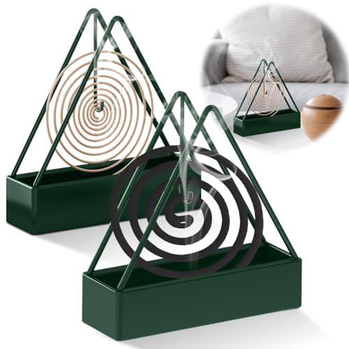 Lot de 2 supports en spirale anti-moustiques en matériau résistant à la chaleur avec poignée - Parfait pour la maison, le camping et l'extérieur - Pour spirales à moustiques et bâtonnets d'encens en