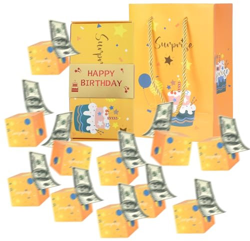 Geldgeschenke Geburtstag, Upgrade DIY Explosion Überraschungsbox, Überraschung Geld Geschenkverpackung Explosion Box Pop Up für Geburtstag Hochzeit Abschluss Partydeko