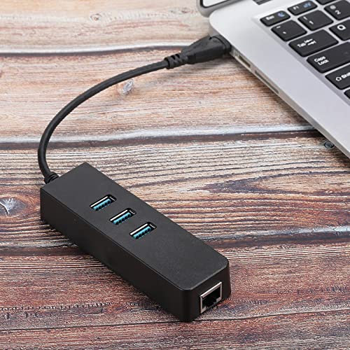Denash Convertidor HUB a RJ45, Adaptador Convertidor Ethernet USB 3.0 con 3 Puertos 3.0 HUB a RJ45 sin Unidad