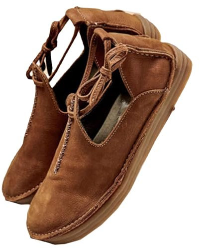 ORANDESIGNE Mittelalterliche PU Lederschuhe Flache Schuhe Renaissance-Hexenstiefel mit Niedrigem Absatz Steampunk Retro Casual Lederstiefeletten Rundkopf Lederschuhe A Gelb 43 EU