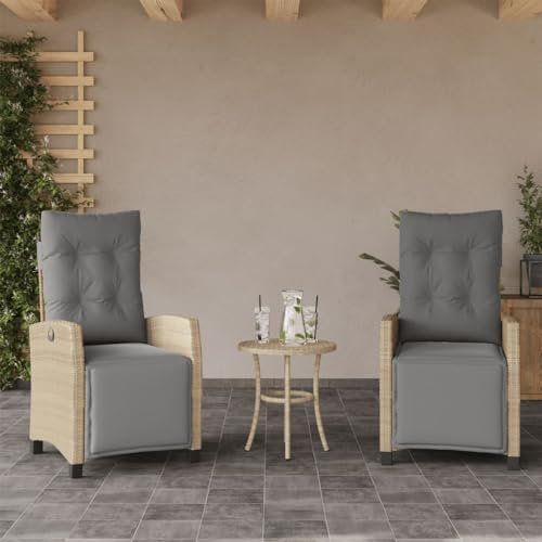 Willood Gartensessel mit Fußteil 2 STK. Gartenstuhl mit Verstellbarer Rückenlehne, Liegestuhl mit Stahlrahmen, Sessel Stuhl Relaxsessel Poly Rattan