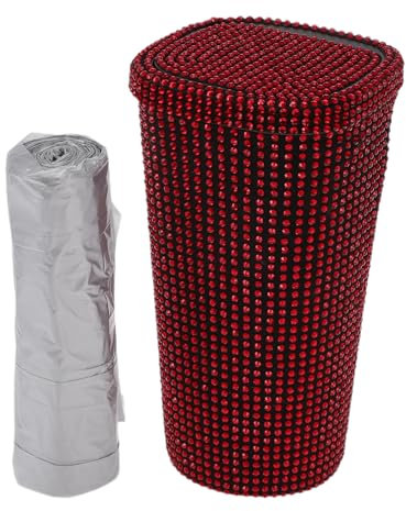 TUCKBOLD Poubelle de voiture automatique durable pour sièges avant Rouge 1 Pc 3,5 Longueur 3,5 Largeur 6,7 Hauteur ABS Strass