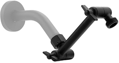 5 Inch Adjustable Shower Head Extension Arm With Locking Set Screw, Singing Rain Brass Matte Black Angle Height Adjustable, Easy To Install, G1/2 Universal Connector Compatible (Matte Black Finish)