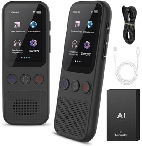 Sprachübersetzer Ohne Internet, AI übersetzer mit Sprachausgabe, Unterstützung von 18 Systemsprachen, Translator Sofortübersetzer Online, Echtzeit 138 Sprachen und Akzente, für Reisen,Lernen, Business