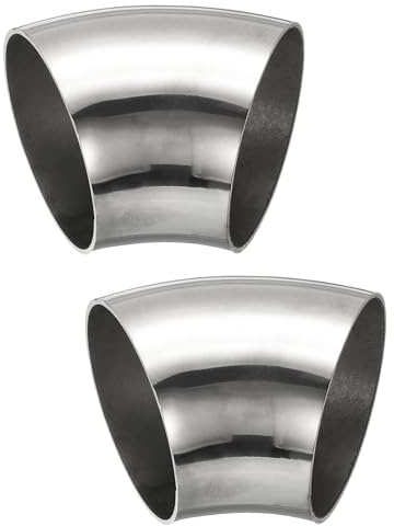 PATIKIL 2pcs Coude À 45 Degrés Mandriné, 60mm OD Acier Coude D'échappement Connecteur De Tuyauterie D'échappement 304 Acier Inoxydable Pour Tuyau D'échappement Main Courante HVAC