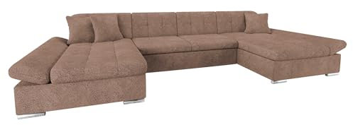 Mirjan24 Ecksofa Alia mit Regulierbare Armlehnen, 2 Bettkasten und Schlaffunktion, U-Form Eckcouch vom Hersteller, Sofa Couch Wohnlandschaft (Coral 45)