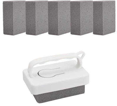BOXOB 6pcs Pool Cleaning Block with Handle, Pool Pumice Stone Barbecue Cleaning Brick Stain Remover Stones for Bathroom Kitchen Spa Sink Tile Grout Concrete