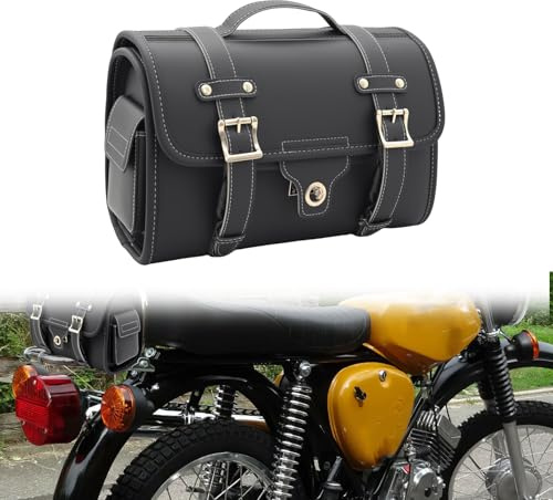 ANEELV kleine Leder-Hecktasche mit Schnellverschluss, Gepäckträgertasche, schwarz, passend für Simson S50, S51, S70