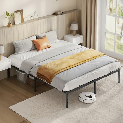 VASAGLE King Size Metal Bed Frame, 150 x 200 cm, Under-Bed Space | Modern basic Style, for Guest Room, Easy Assembly, Black, CONNER Collection RMB137BD01
