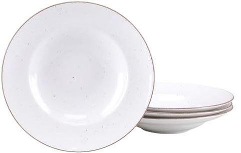 Creatable, 24848, Serie Vintage Nature, 4-teiliges Geschirrset für 4 Personen, Pastateller aus Porzellan, spülmaschinen- und mikrowellengeeignet, Made in Europe