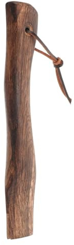 Durlo Mango de hacha de madera de 260 mm de largo con lazo de cuero, mango de hacha de repuesto con cuña, textura de madera suave, mangos de hacha resistentes a los golpes para granjas.