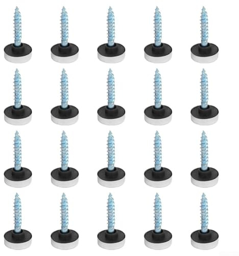 20pc Chrome Mirror Screws in Stainless Steel with Nails and Rubber Seals, Designed for Shower Glass, Cabinets, and Decorative Panels Installation and Stability