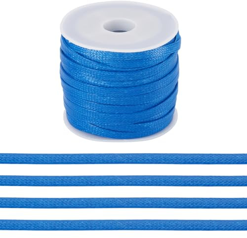 Beadthoven flache, gewachste Schnur, 4 mm breit, flach, gewachst, Polyester-Faden, geflochtene Schnur zum Weben, Makramee, Basteln, Armband, Halskette, Choker, Schmuckherstellung, 9,1 m, Blau