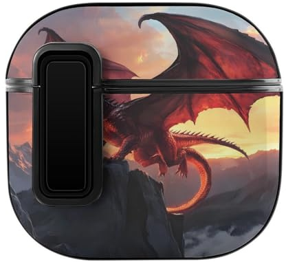 Fierce Dragon Printed Earbuds Case Compatible with AirPods 4 Bluetooth Headphone Cases with Black Button Protector