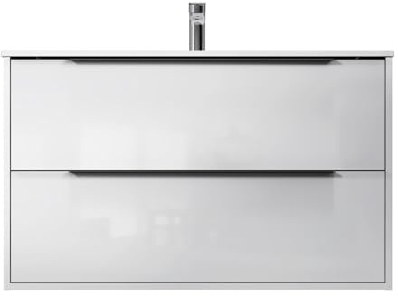 AM.PM Waschbeckenunterschrank Hängend mit Waschbecken, Badmöbel Set für Badezimmer & Gäste-WC, Waschtischunterschrank mit 2 Soft-Close-Schubladen, Flash, 100 cm, 2 Schubladen, Weiß glänzend