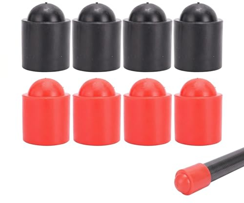 PYRUVAE 8 Piezas Protectores para Tacos de Billar, Fundas de Goma para Base de Taco, Accesorios de Billar de Altura para Protección de Equipos de Pool y Snooker (4 Negros + 4 Rojos)