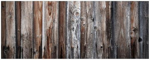 Wallario Küchenrückwand selbstklebend 115 x 50 cm, Motiv: Alte Holzwand - Holzplanken in grau und braun | Spritzschutz abwischbar & pflegeleicht