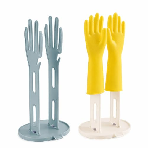 2 Pcs Kitchen Glove Holder, Detachable Drying Rack with Drain Tray Plastic | 34 x 16 x 13cm Glover Drying Dryer Rack Suction Cup, Towel Storage Holder, for Kitchen Storage