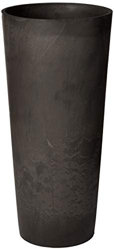 Arcadia Pot de Fleurs Rond Haut en marbre Gris Anthracite foncé S32DCM, 33 x 71 cm