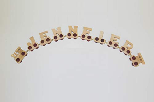 Fun World Toys® Personalisierte Holzbuchstaben mit Zug, 8 Buchstaben, Namenszug