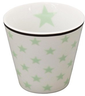 Krasilnikoff - Espressotasse/Espressobecher - weiß mit Sternen grün - Höhe: 6 cm