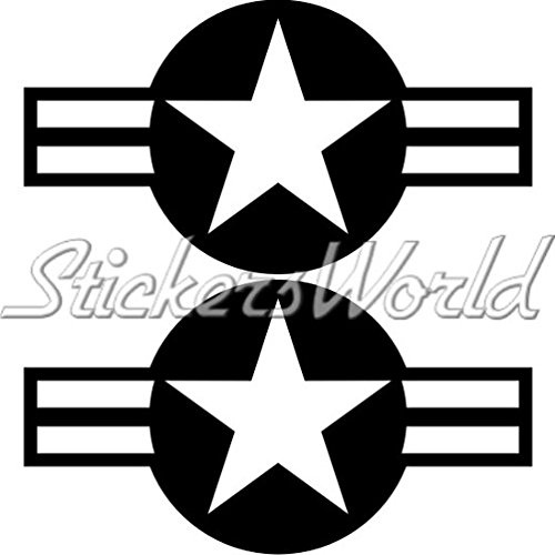 Vinyl-Aufkleber, Motiv: United States Air Force Aircraft Roundel USAF, US Navy, USMC, Armee, 95 mm, 2 Stück, 22 Farben zur Auswahl
