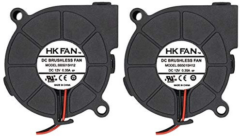 2pack 50mm x 15mm 5015 12V Dual Ball Bearing DC Brushless Cooling Blower Fan with 2 Pin Terminal