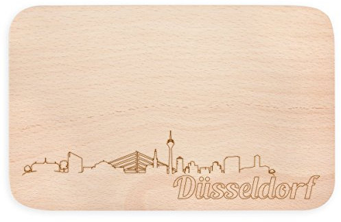 JUNIWORDS Frühstücksbrettchen mit Skyline Gravur - Wähle eine Stadt - Düsseldorf