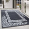HomebyHome Teppich Wohnzimmer 80x150 cm Läufer Grau und Weiss Greek Bordüre Design - Schlafzimmer Teppich Kurzflor Extra Weich Pflegeleicht Teppiche Waschbar Küche Esszimmer - Carpet Living Room