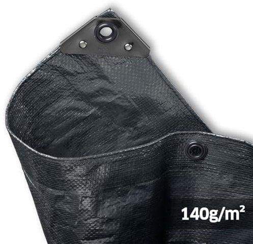 Abdeckplane Profi - 140g/m² - 5x8 m - Anthrazit - Allzweckplane für Schutz vor Witterung - Ideal geeignet für Gartenbereich - UV-stabilisiert, beidseitig beschichtet, wasserfest und abwaschbar