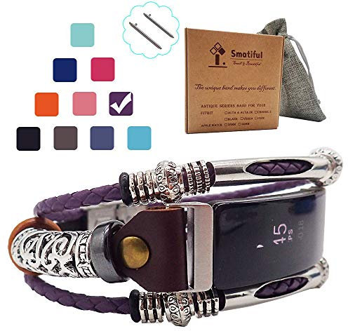 Smatiful Uhr Gliederarmband Zubehör für Damen und Herren, Verstellbar Lederarmband (Nicht Milanese) for Fitbit Inspire HR, Lila