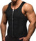 Memoryee Herren Neopren Sauna Weste Body Shaperwear Schwitzweste Taille Trainer Fitness Korsett Reißverschluss Tank Top/Black (Zipper - Inner Blue)/3XL