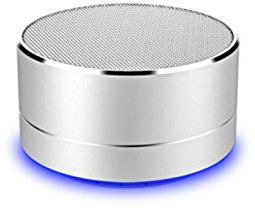 Altavoz de Metal Bluetooth para Samsung Galaxy A50 Smartphone Puerto USB Tarjeta TF Auxiliar Altavoz Micro Mini (Plata)