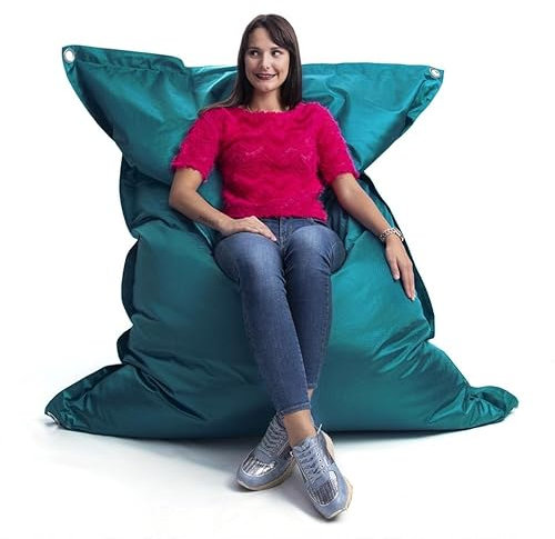 LIVEDECO - Pouf Extérieur, Outdoor, Jardin, Terrasse, Turquoise BiG52 Iron RAW
